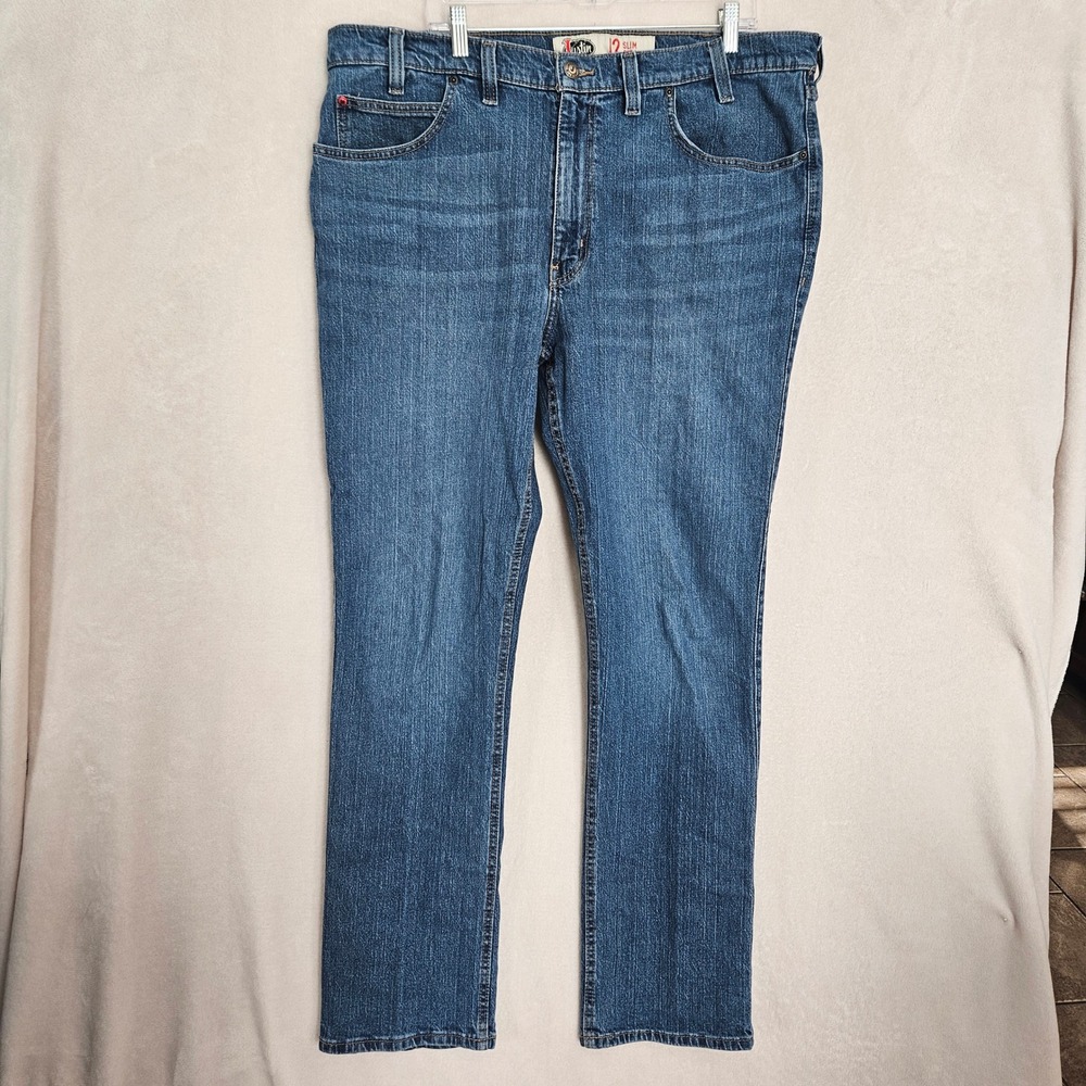 Justin J2 Slim Straight Jeans Mens 40x34 Medium Wash Stretch Denim J2-12SR-MW